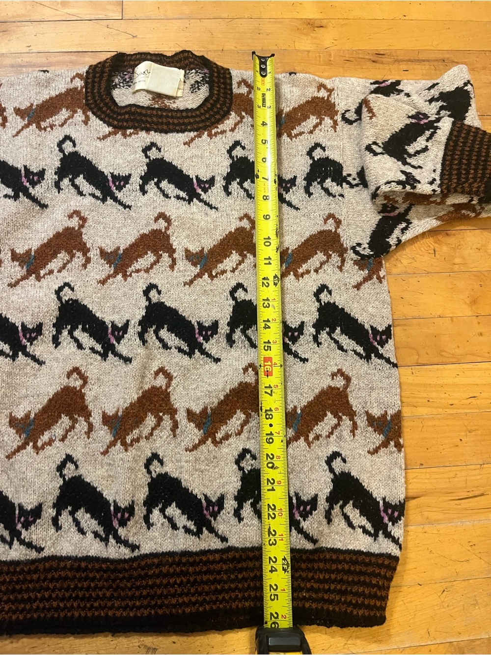 Sasha Kagan Vintage 1984 “Prowling Cats”100% Pure Shetland Sweater Handmade (M) - Picture 4 of 5